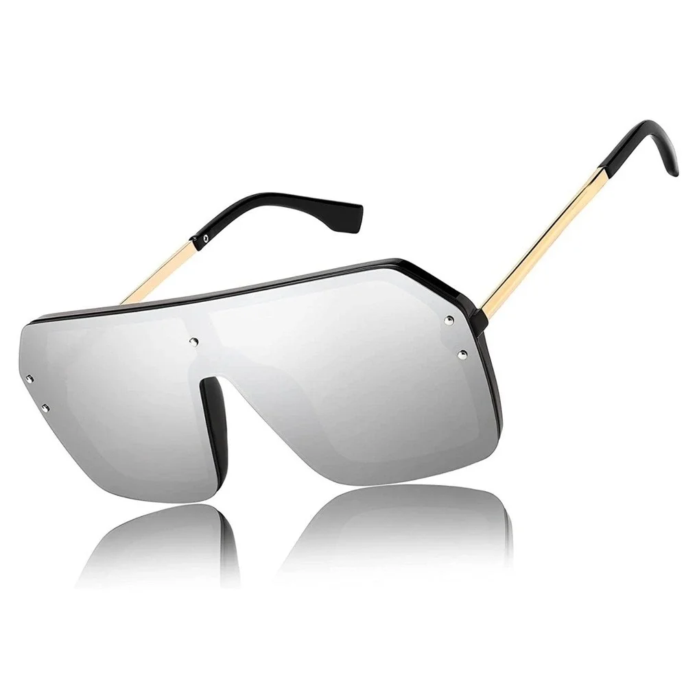 Eye Wear Sunglasses UV400 Protection Silver‎ Mirror Lens Cover Face Sun Shades